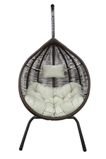 Кресло подвесное Флорес арт.D2710 (стойка+основание черн, корз.коричневая, подуш.estera-хамелеон. 3уп. (В))