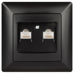 Розетка Intro Solo 4-304-05 информационная 2хRJ45, СУ, антрацит | Intro Solo