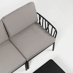 Диван пластиковый с подушками Komodo 3, антрацит, серый