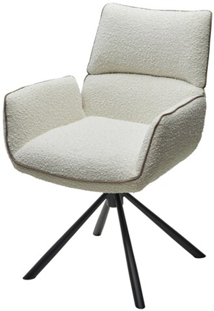 Стул VIRS 360 град. поворот. с возвратом, EDELWEISS#1 белый, букле/ JC531-7 беж/ Черный, ®DISAUR