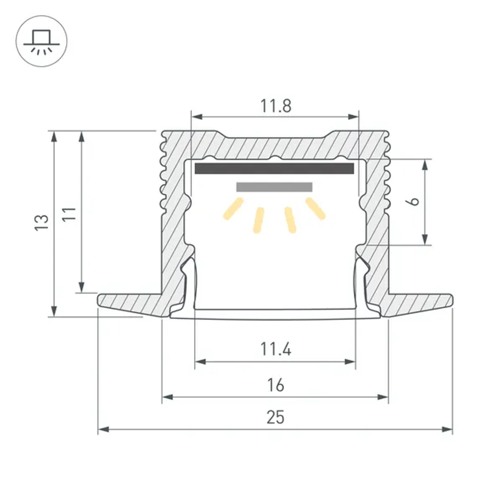 Профиль SL-SLIM-H13M-F25-3000 ANOD (Arlight, Алюминий) 036040