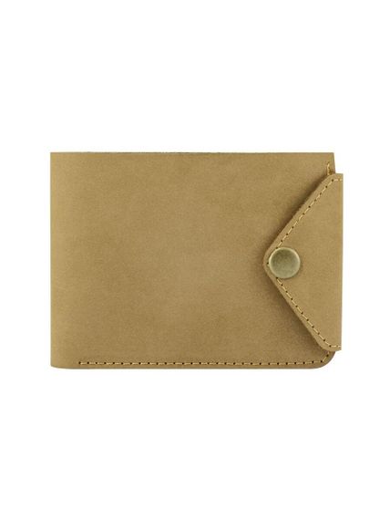 Фото компактного портмоне Классического из светло-коричневого нубука, в сложенном виде.