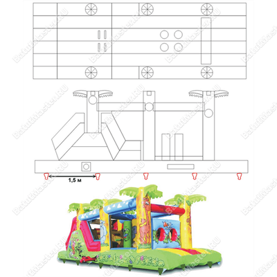 Надувной батут "Джунгли" 8*3*3 м
