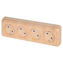 Розетка Intro Quadro 2-207-11 без заземления четверная 4х2P 16А-250В IP20 ОУ сосна