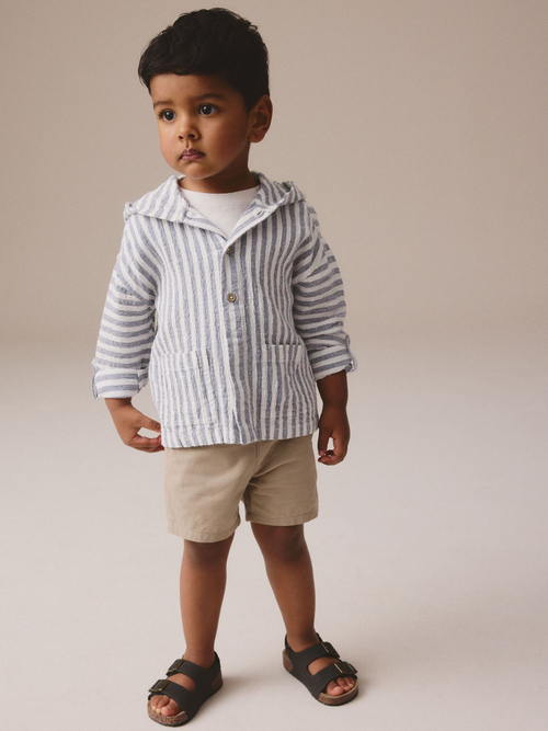 Рубашка с капюшоном для мальчика Next E32-531, Белый, Синий