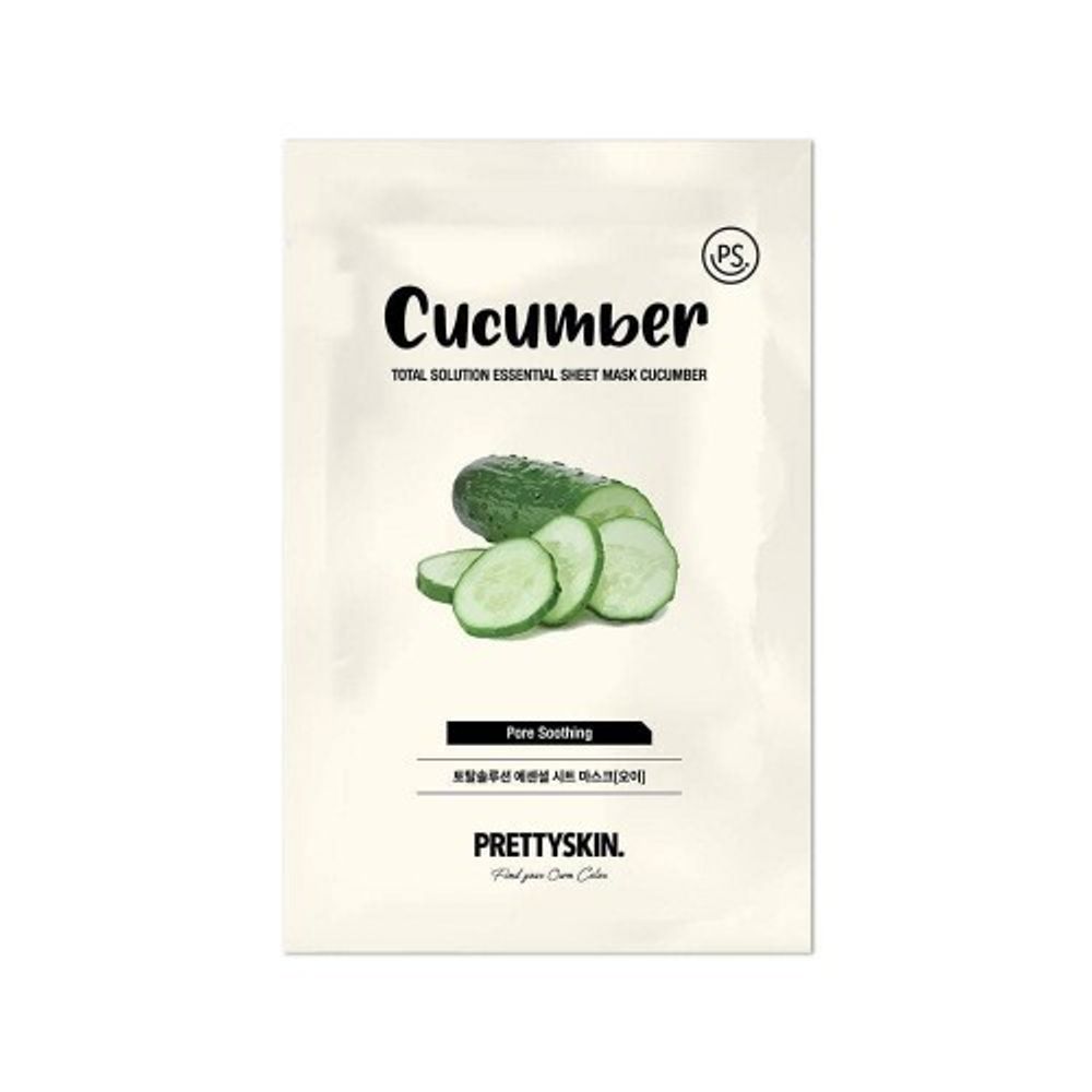Тканевая маска с экстрактом огурца PRETTYSKIN Total Solution Essential Sheet Mask Cucumber