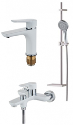 90037-F Душевой комплект (3 в 1) (бел.+хром) HANSEN  (5/1шт)