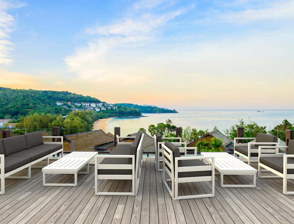 Комплект пластиковой мебели Siesta Contract Mykonos XL, белый, темно-серый