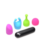 Вибропуля с 4 эластичными насадками Rechargeable Bullet With 4 Attachments (Цвет: разноцветный)