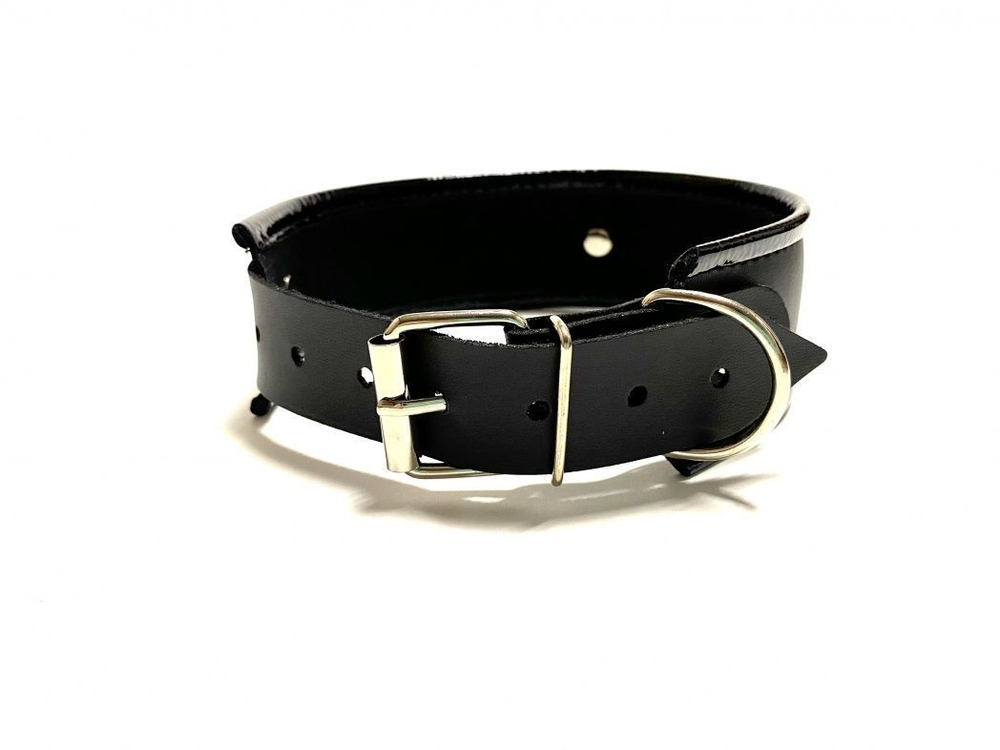 Черный ошейник с бантиком из эко-кожи (Цвет: черный)
