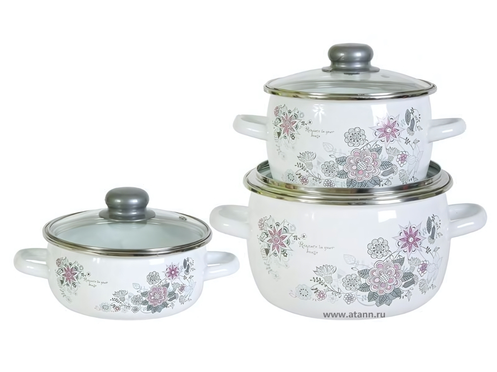 Набор кастрюль "Весенний романс" №07 (1,5л; 2л; 4л)