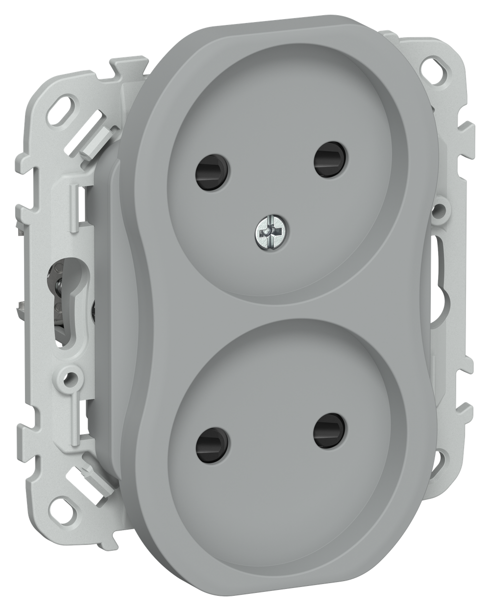 FLITE Розетка 2-местная без заземления с защитными шторками безвинтовое крепление 10А РСш02-1-ФлС серый IEK