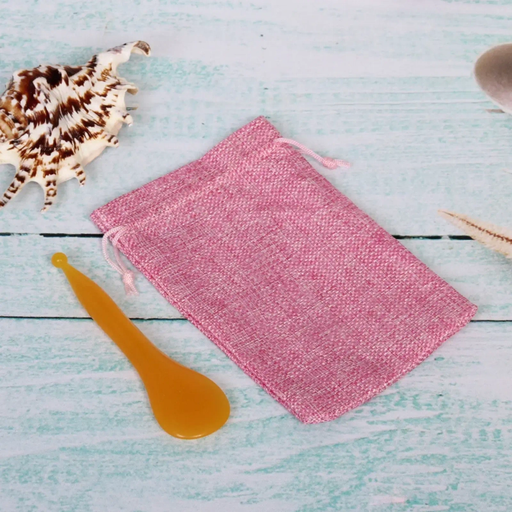 Массажер для зоны вокруг глаз Лопатка «Gua sha», цвет кораловый, в холщевом мешочке, 11,5*3см/20,4гр