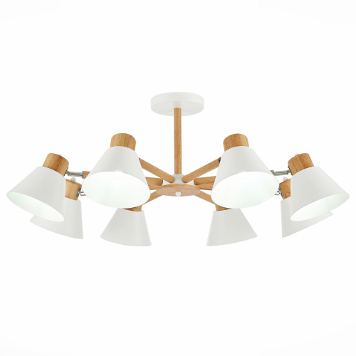 SLE103702-08 Светильник потолочный Светлое дерево, Белый/Белый E27 8*60W