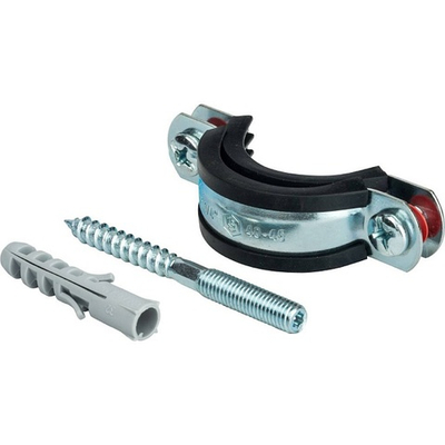 Хомут для труб двухвинтовой STOUT - 1"1/4 (40-45 мм, шпилька, шуруп и дюбель в комплекте)