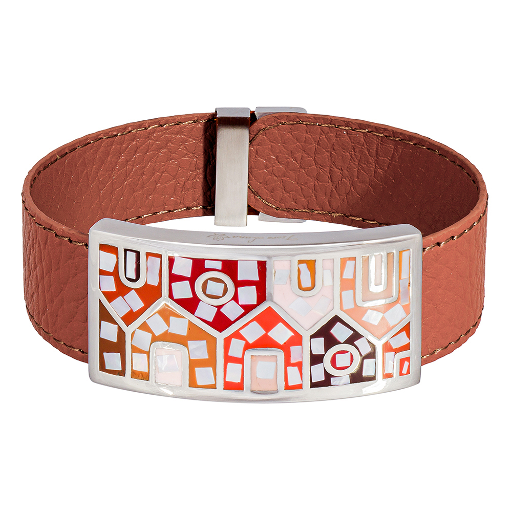 Браслет Fiore Luna на рыжем кожаном ремешке CB11318-6 BR