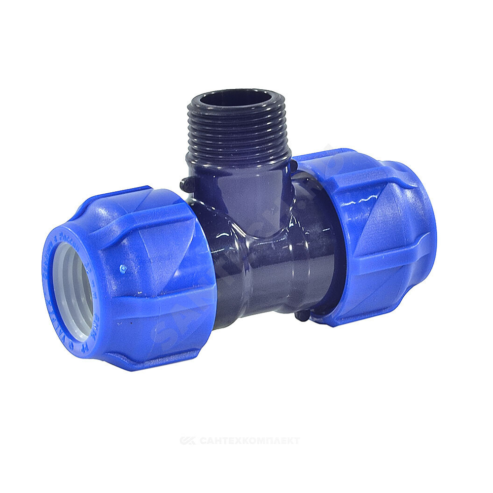 Тройник компрессионный ПЭ Дн 20х1/2"х20 НР Ру16 VALFEX 1210022001220