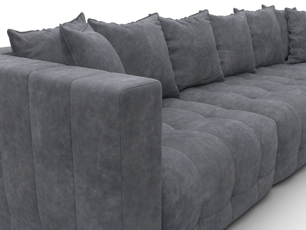 Диван угловой Лига-052 НПБ Лонг угол универсальный, BRUT 16 ВЕЛЮР темно-серый