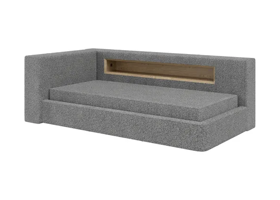 Диван-кровать Cube c нишей L (серый, рогожка)