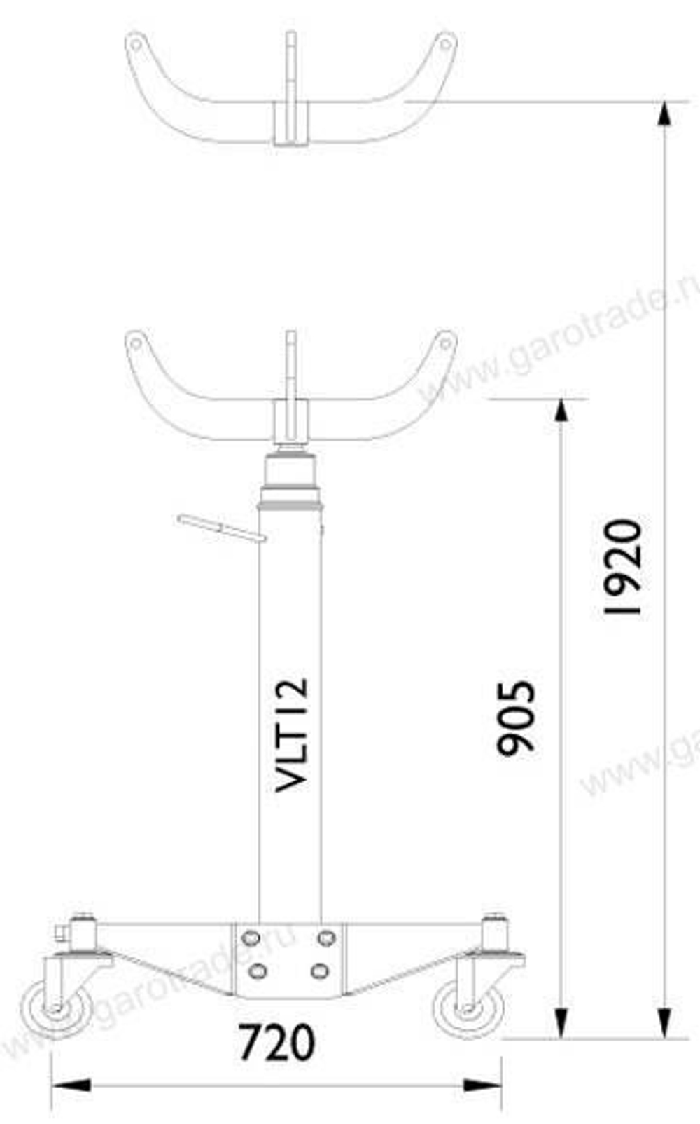 Стойка гидравлическая г/п 1200 кг VLT12 AC Hydraulic