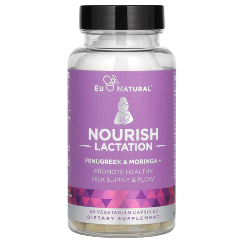 Eu Natural, Nourish Lactation, пажитник и моринга +, 60 вегетарианских капсул