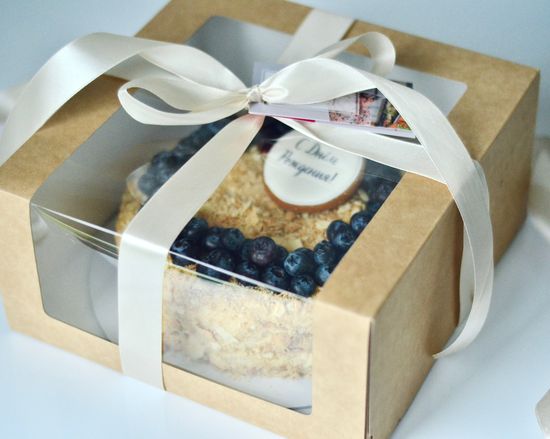 Торт Наполеон с голубикой