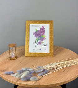 Фоторамка пластиковая 15х21 см, золотой, фактура трещины, арт. 1521.677203