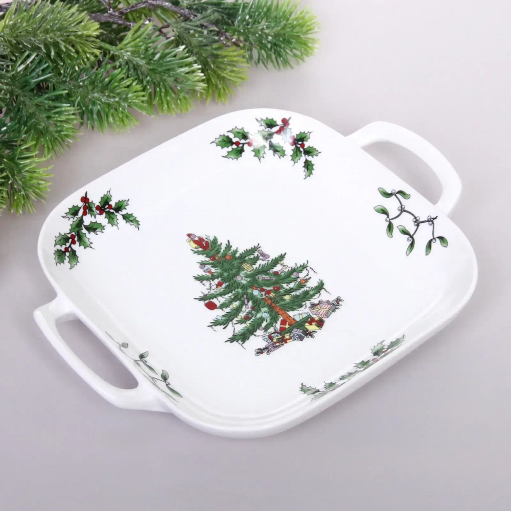 Блюдо керамическое «Ёлочка» с ручками 24*19*3,8см