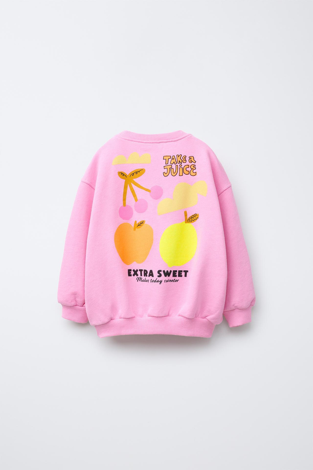 ZARA ТОЛСТОВКА С ПРИНТОМ, ЯРКО-РОЗОВЫЙ