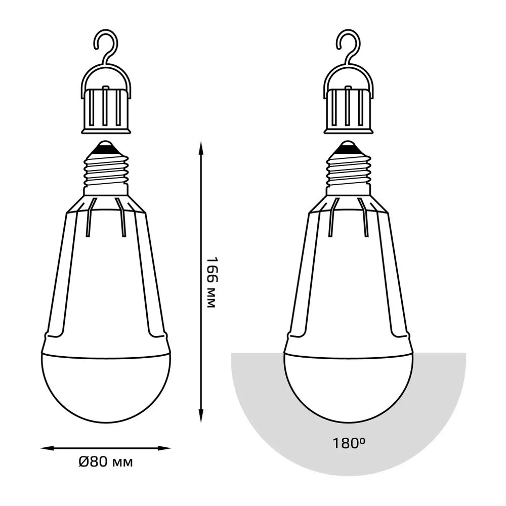 Лампа Gauss Led A80 12W 900lm 4100K Е27 авар. с Li-Ion аккумулятором 102002212