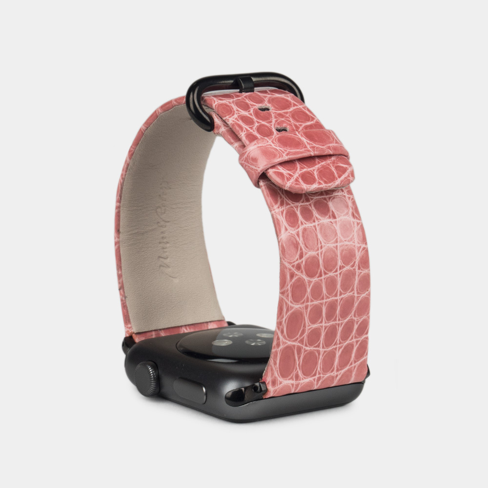 Ремешок для Apple Watch 44/45/46 mm  из кожи аллигатора, цвета бледно-розовый лак