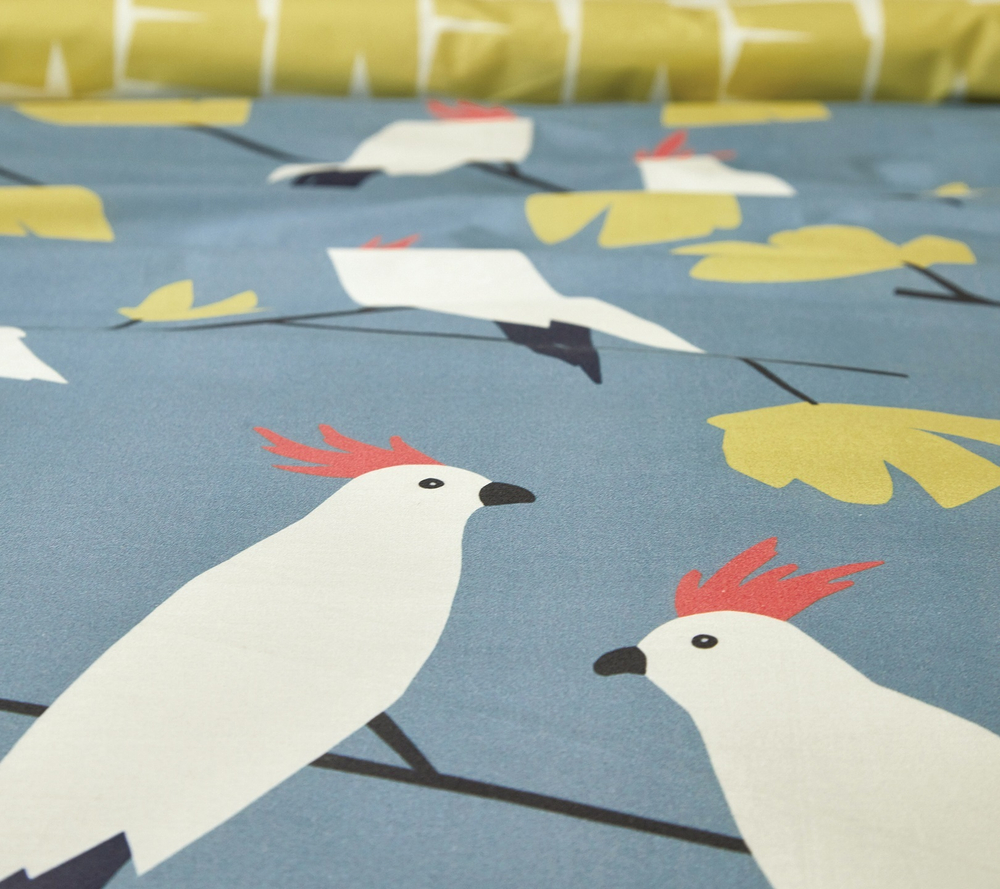 Постельное белье 1.5 спальное Blanc des Vosges Love birds denim