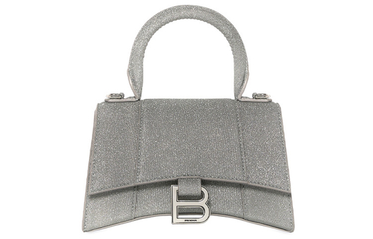 Balenciaga Hourglass Top Handle Bag Xs Sparking Material Gray