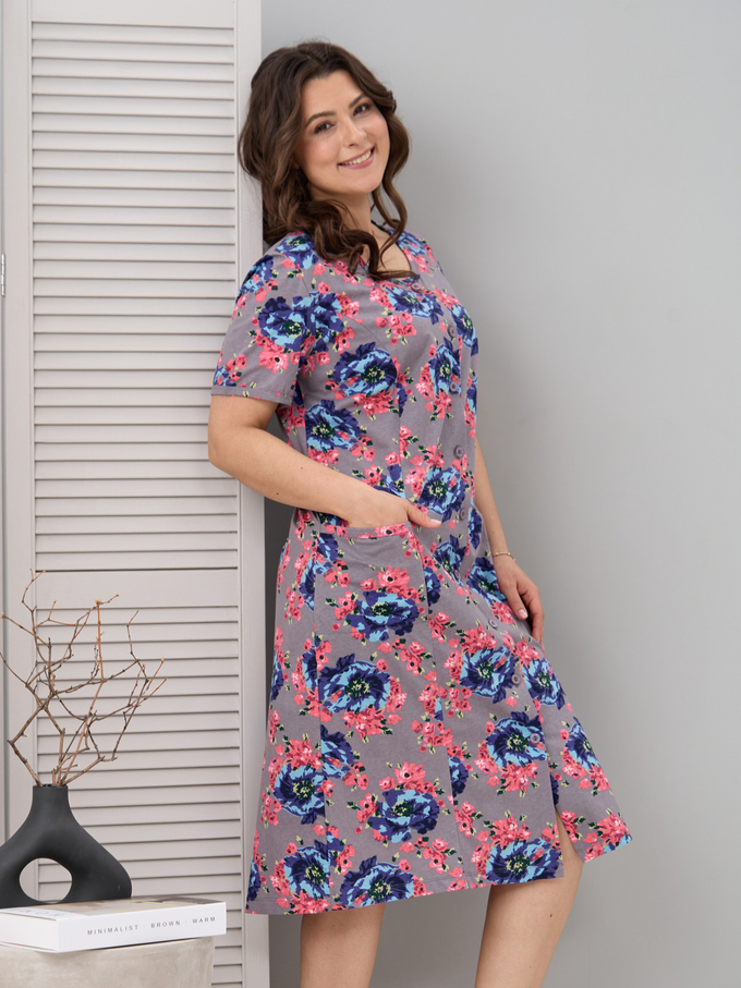 Халат Х-058/серый-голубойпион