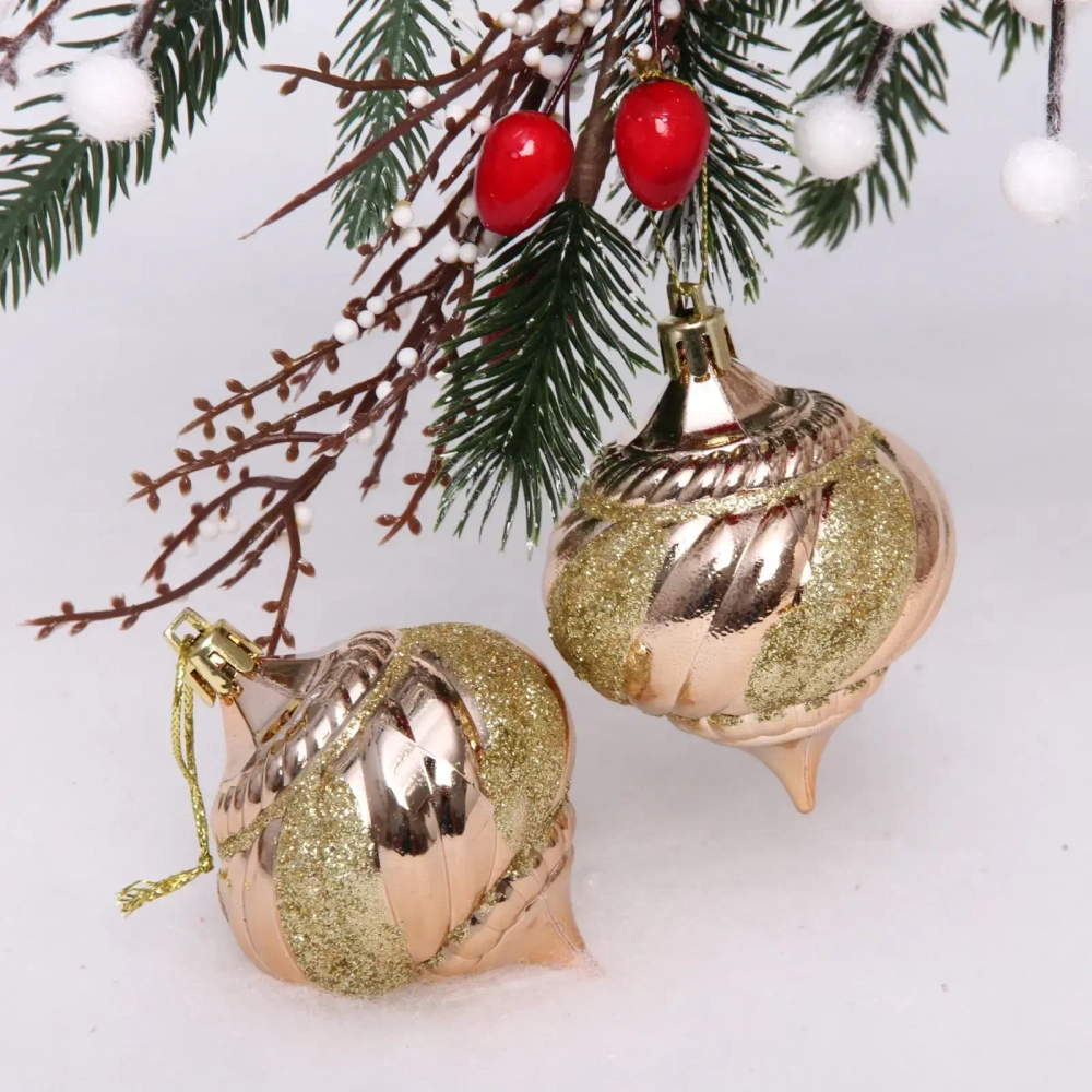 Ёлочные игрушки «Волшебная юла» 6 см (набор 2 шт), Шампань