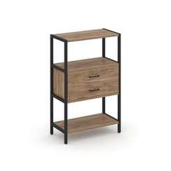 Shelf System Односекционный стеллаж трехярусный с ящиками SN.STM-312 Дуб Табак/Металл Черный 810*400