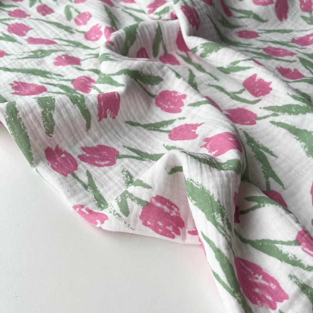 Муслин Крупные тюльпаны