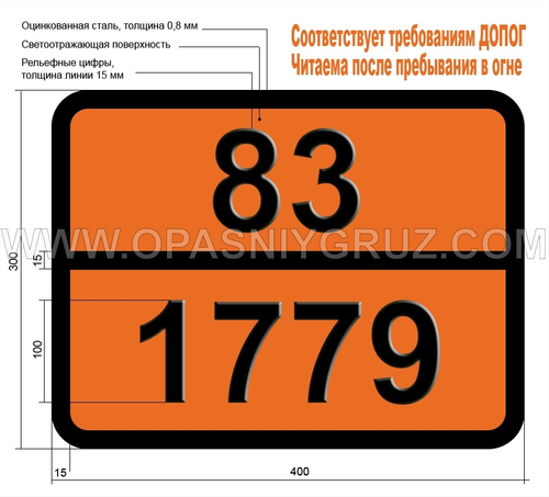 Табличка Опасный груз 83-1779 КИСЛОТА МУРАВЬИНАЯ