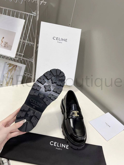 Женские лоферы Celine кожаные в черном цвете