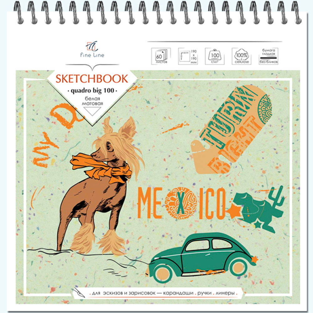 Блокнот-скетчбук QUADRO BIG 100 60 листов на металлическом гребне