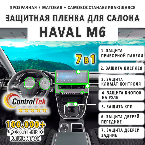 HAVAL M6 (2023) - комплект защитных матовых пленок 7 в 1. Пленка защитная ControlTek HYBRID со слоем TOP COAT. Толщина: 6 mil. (175 мкм.)