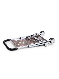 Коляска кукольная, складная, серая, с принтом (CS7632X)