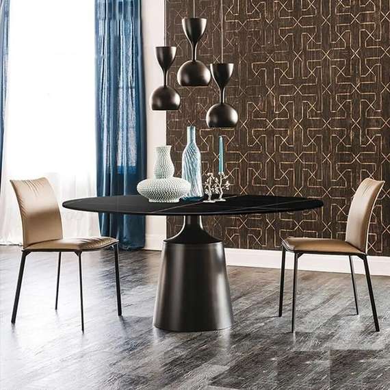 Стол Yoda Black, Ø130 см, черный керамогранит