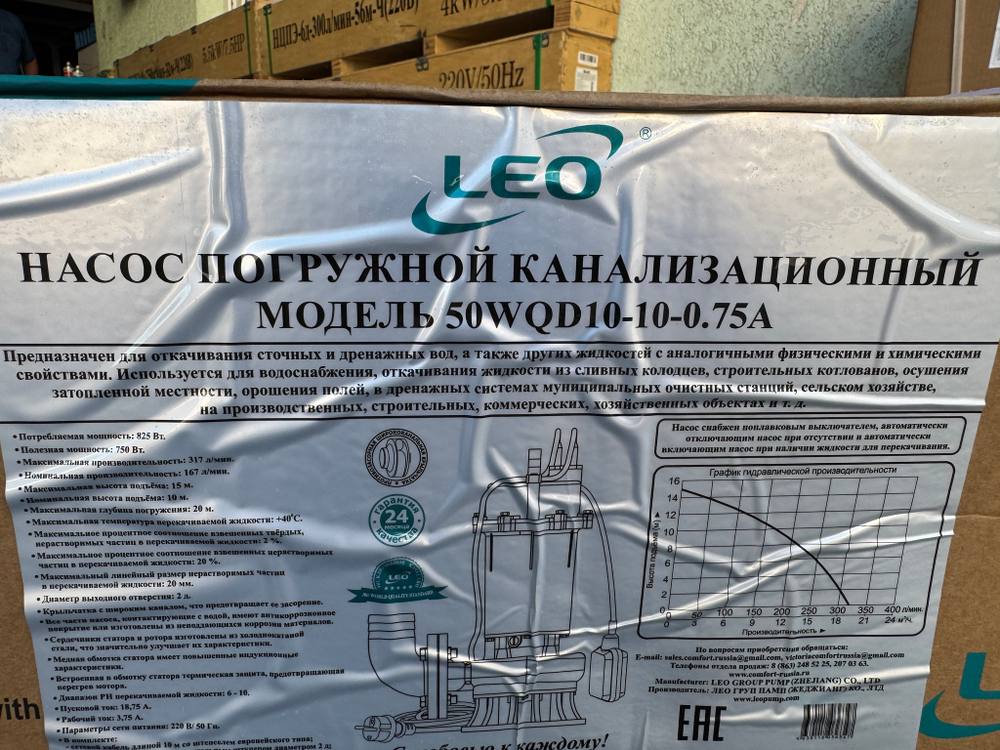 Насос дренажный LEO 50WQD10-10-0.75A