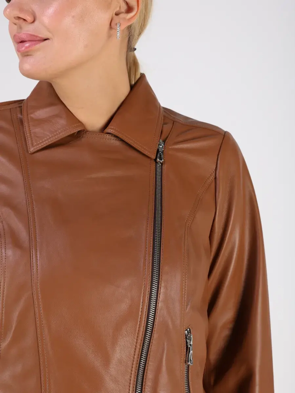 Кожаная куртка демисезонная косуха оверсайз