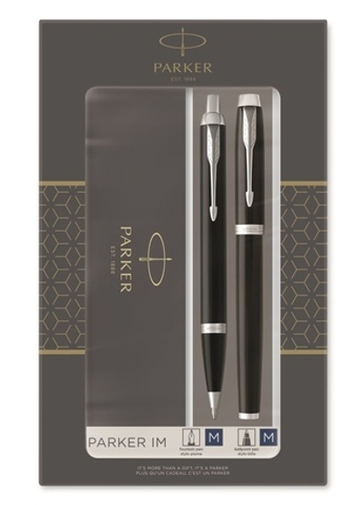 Набор из 2х ручек в подарочной коробке  &laquo;Parker IM FK221, Black СT&raquo;.  Шариковая и перьевая ручка.