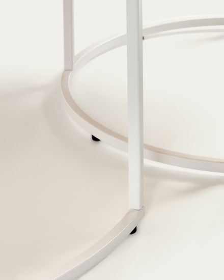 Yoana Набор из 2 приставных столиков из дубового шпона и белого металла Ø 80 см / Ø 50 см