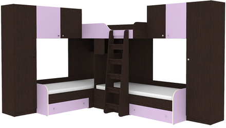 Трехместная кровать КарИВи Трио 3 Венге Ирис