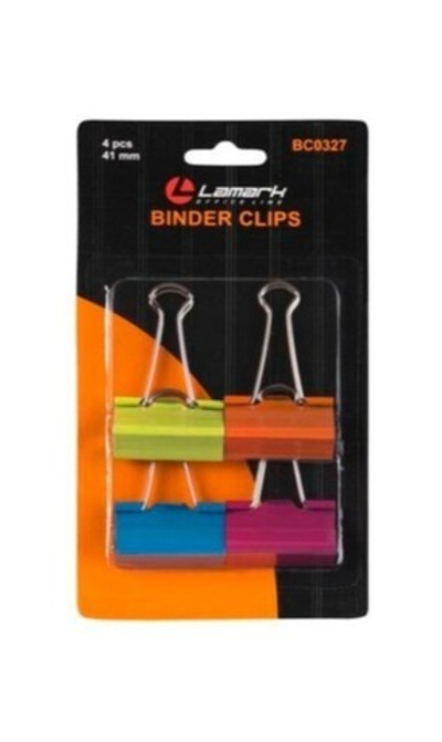 Зажим д/бумаг 41мм цвет. Lamark (4шт.) BC0327