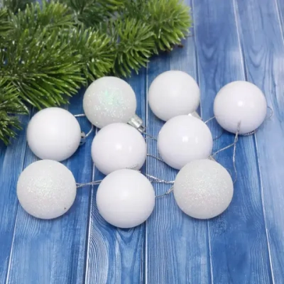 Новогодние шары 4 см (набор 24 шт) «Микс фактур», белый